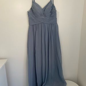 Azazie bridesmaid dress, dusty blue, size A2 with altered straps